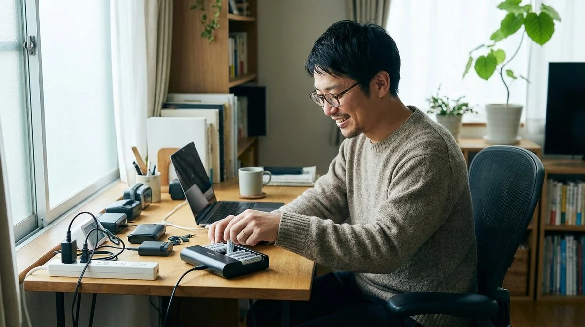 EBLの電池・充電器を使う様子